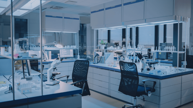 Modern Clinical Research Laboratory Workspace Supporting Flexible Ways Of Working In Life Sciences.